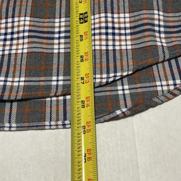 UnTuckit Flannel Shirt Mens Large Slim Fit Brown Gray Plaid Button Up Quenterra - Picture 8 of 8